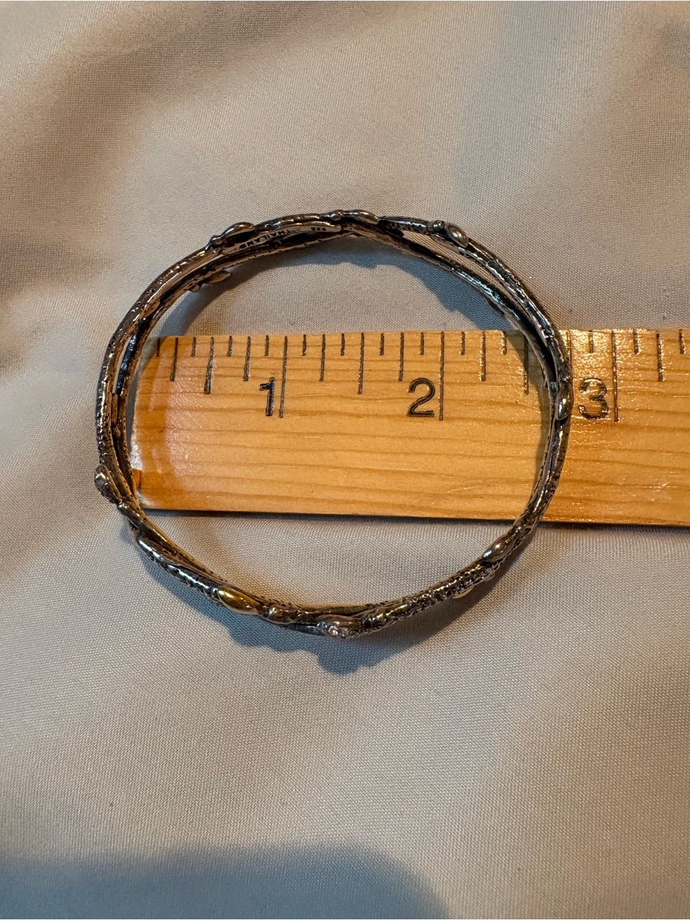 Dweck Diamond Sterling Silver & Gold Plated Oval Bangle Bracelet - Picture 9 of 10